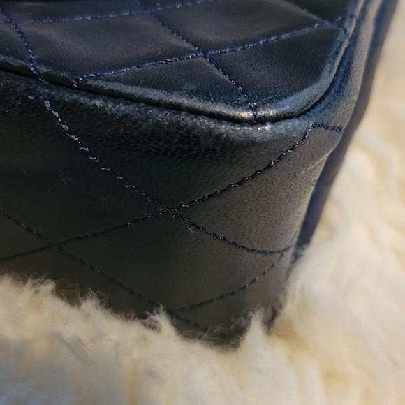 Chanel Quilted Lambskin Dark Blue Classic Double Flap Medium Bag Gold Hardware - Picture 6 of 16